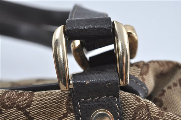 Authentic GUCCI Abbey Shoulder Tote Bag GG Canvas Leather 130736 Brown J4233