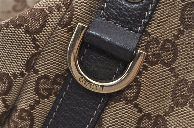 Authentic GUCCI Abbey Shoulder Tote Bag GG Canvas Leather 130736 Brown J4233