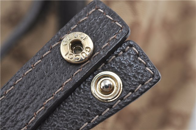 Authentic GUCCI Abbey Shoulder Tote Bag GG Canvas Leather 130736 Brown J4233