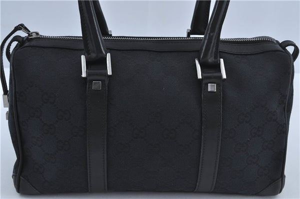 Authentic GUCCI Boston Hand Bag Purse GG Canvas Leather 30458 Black J4234