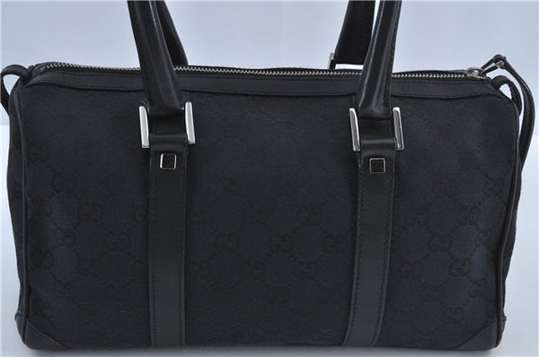Authentic GUCCI Boston Hand Bag Purse GG Canvas Leather 30458 Black J4234