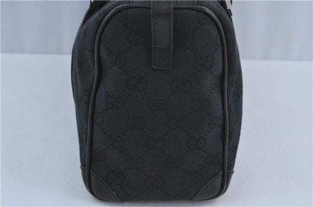 Authentic GUCCI Boston Hand Bag Purse GG Canvas Leather 30458 Black J4234