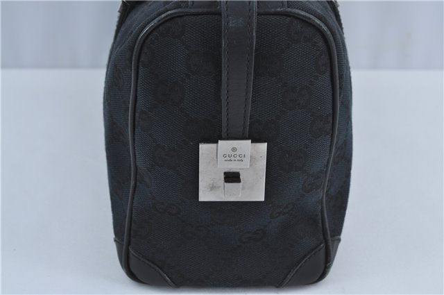 Authentic GUCCI Boston Hand Bag Purse GG Canvas Leather 30458 Black J4234