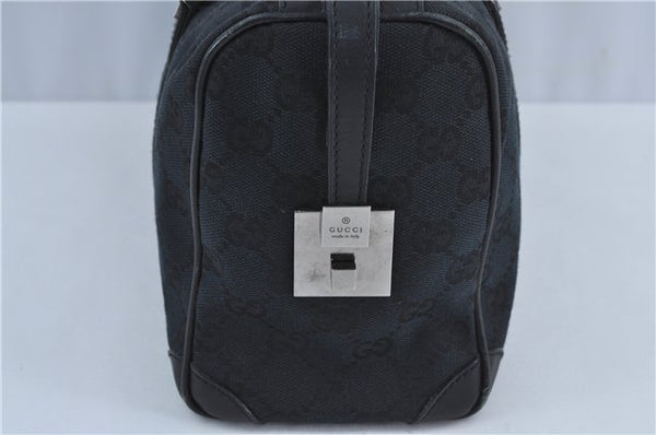 Authentic GUCCI Boston Hand Bag Purse GG Canvas Leather 30458 Black J4234