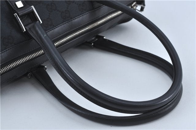Authentic GUCCI Boston Hand Bag Purse GG Canvas Leather 30458 Black J4234