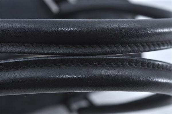 Authentic GUCCI Boston Hand Bag Purse GG Canvas Leather 30458 Black J4234