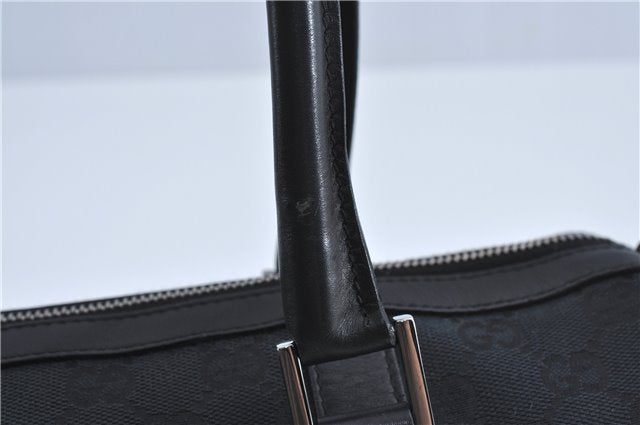 Authentic GUCCI Boston Hand Bag Purse GG Canvas Leather 30458 Black J4234