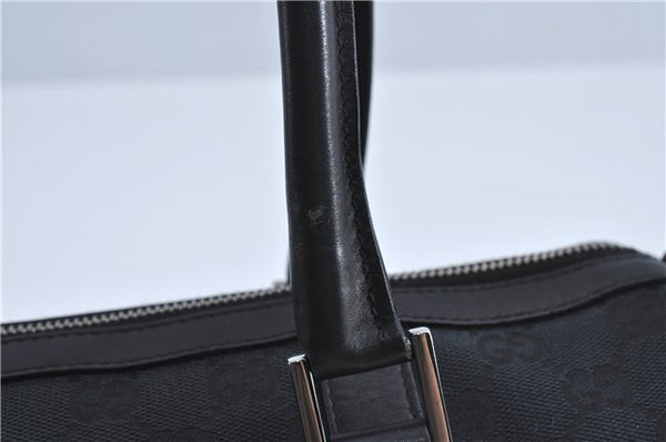 Authentic GUCCI Boston Hand Bag Purse GG Canvas Leather 30458 Black J4234