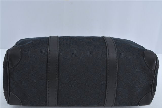 Authentic GUCCI Boston Hand Bag Purse GG Canvas Leather 30458 Black J4234