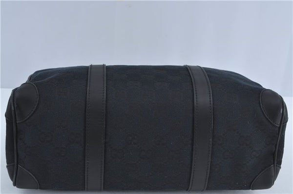 Authentic GUCCI Boston Hand Bag Purse GG Canvas Leather 30458 Black J4234