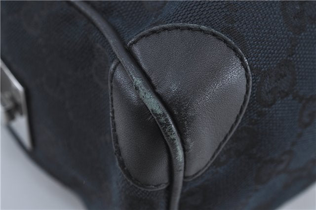 Authentic GUCCI Boston Hand Bag Purse GG Canvas Leather 30458 Black J4234