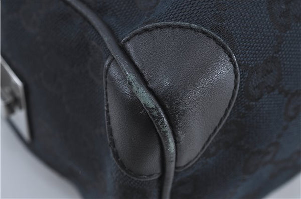 Authentic GUCCI Boston Hand Bag Purse GG Canvas Leather 30458 Black J4234