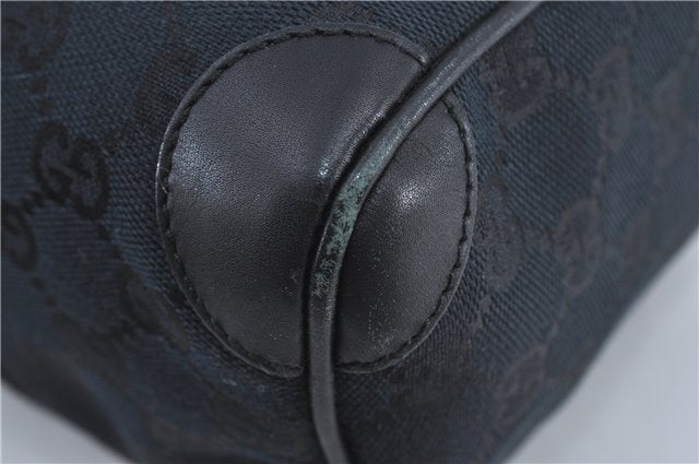 Authentic GUCCI Boston Hand Bag Purse GG Canvas Leather 30458 Black J4234