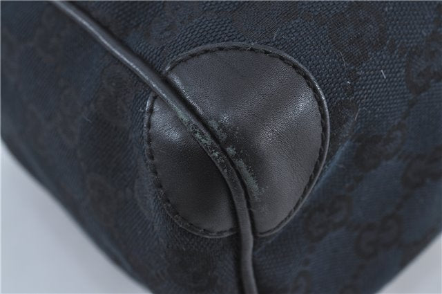 Authentic GUCCI Boston Hand Bag Purse GG Canvas Leather 30458 Black J4234