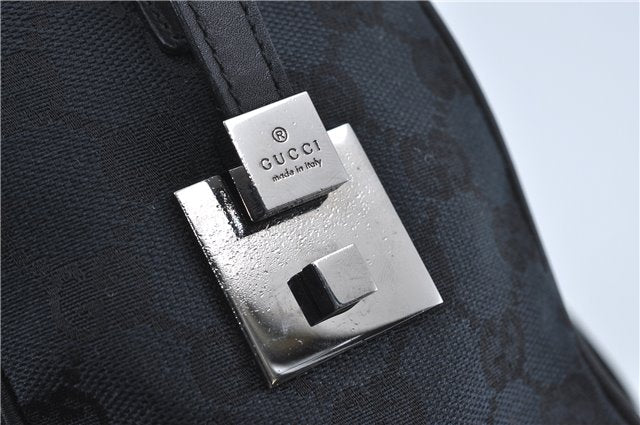 Authentic GUCCI Boston Hand Bag Purse GG Canvas Leather 30458 Black J4234