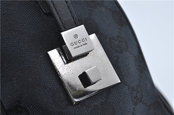 Authentic GUCCI Boston Hand Bag Purse GG Canvas Leather 30458 Black J4234