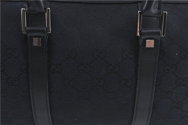 Authentic GUCCI Boston Hand Bag Purse GG Canvas Leather 30458 Black J4234