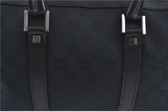 Authentic GUCCI Boston Hand Bag Purse GG Canvas Leather 30458 Black J4234