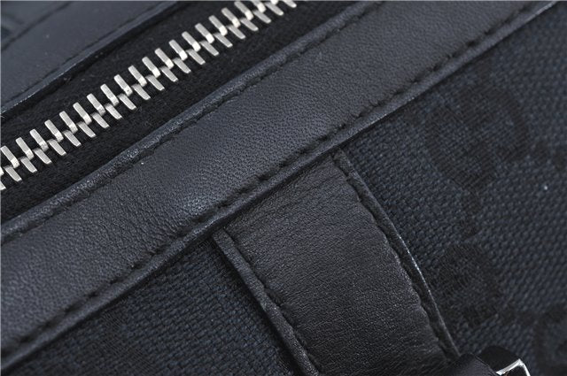 Authentic GUCCI Boston Hand Bag Purse GG Canvas Leather 30458 Black J4234