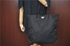 Authentic PRADA Nylon Tessuto Leather Shoulder Tote Hand Bag Black J4235