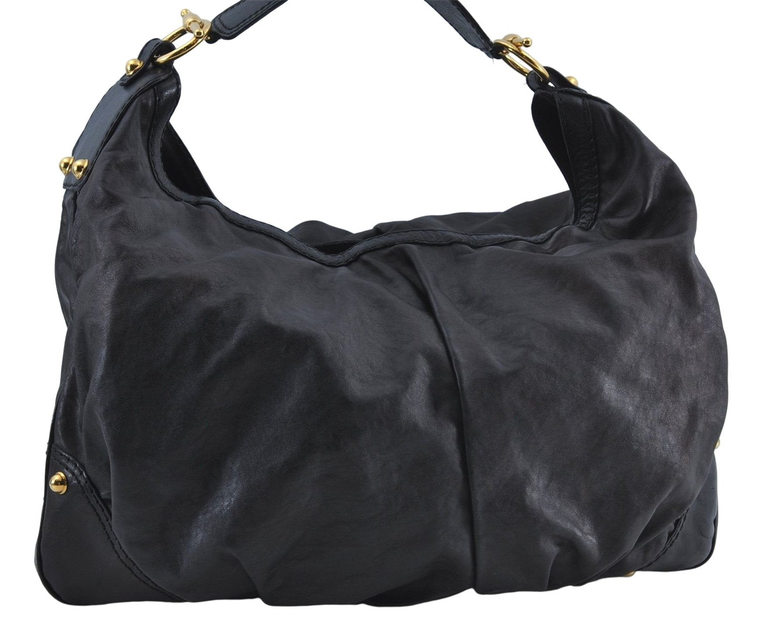 Authentic GUCCI Shoulder Hand Bag Leather 203542 Black J4237