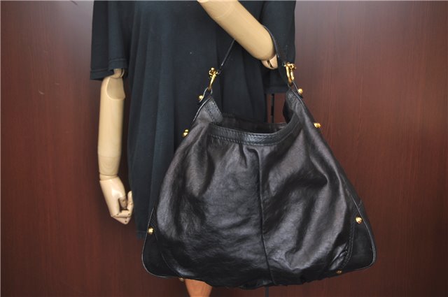 Authentic GUCCI Shoulder Hand Bag Leather 203542 Black J4237