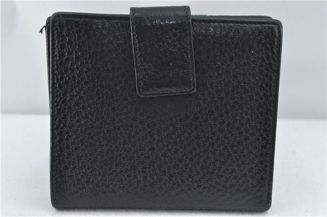 Authentic GUCCI Web Sherry Line Double G Bifold Wallet Purse Leather Black J4246