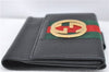 Authentic GUCCI Web Sherry Line Double G Bifold Wallet Purse Leather Black J4246