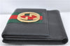 Authentic GUCCI Web Sherry Line Double G Bifold Wallet Purse Leather Black J4246