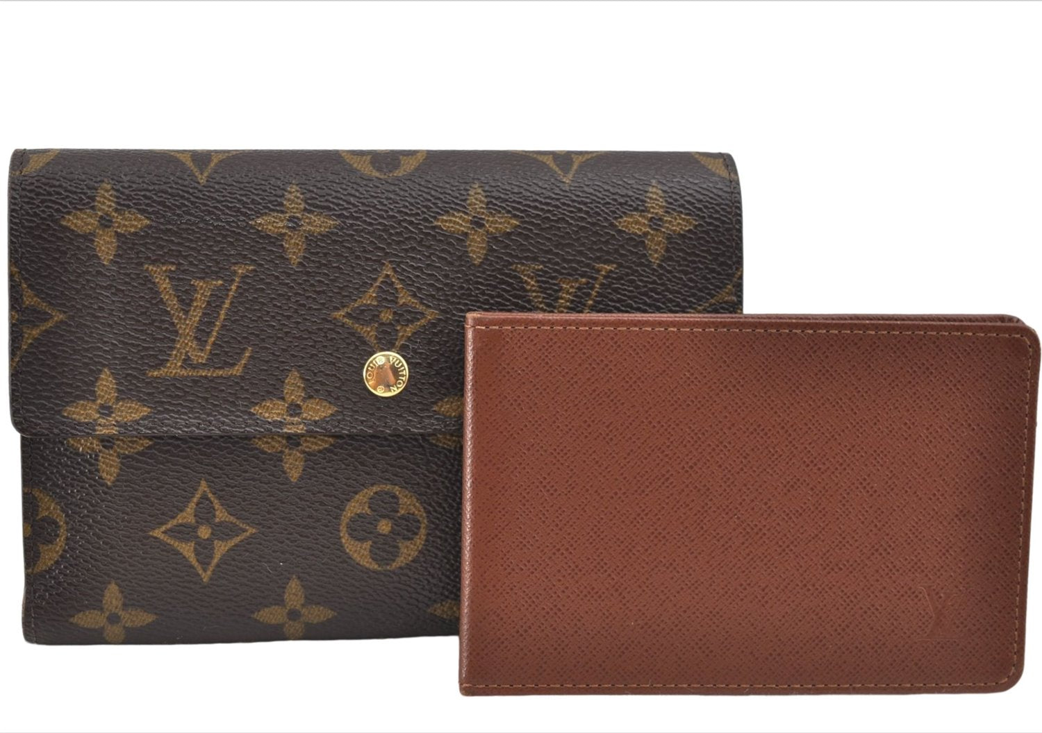 Authentic Louis Vuitton Monogram Porte Tresor Etui Papier Wallet M61202 LV J4247