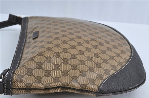 Authentic GUCCI GG Crystal Shoulder Crossbody Bag PVC Leather 272380 Brown J4280