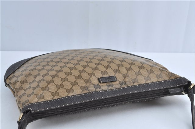 Authentic GUCCI GG Crystal Shoulder Crossbody Bag PVC Leather 272380 Brown J4280