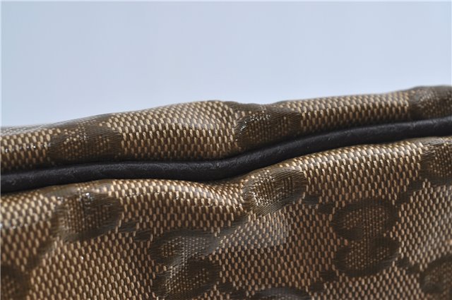 Authentic GUCCI GG Crystal Shoulder Crossbody Bag PVC Leather 272380 Brown J4280