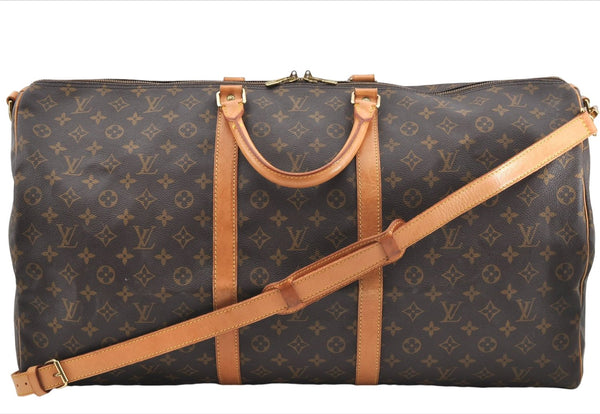 Auth Louis Vuitton Monogram Keepall Bandouliere 60 Boston Bag M41412 LV J4284