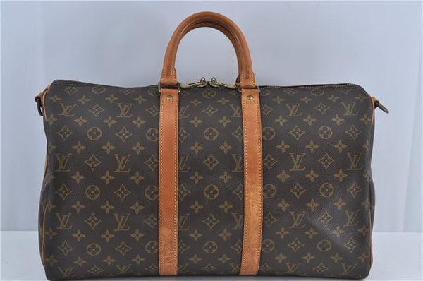 Authentic Louis Vuitton Monogram Keepall Bandouliere 45 M41418 Boston Bag J4293