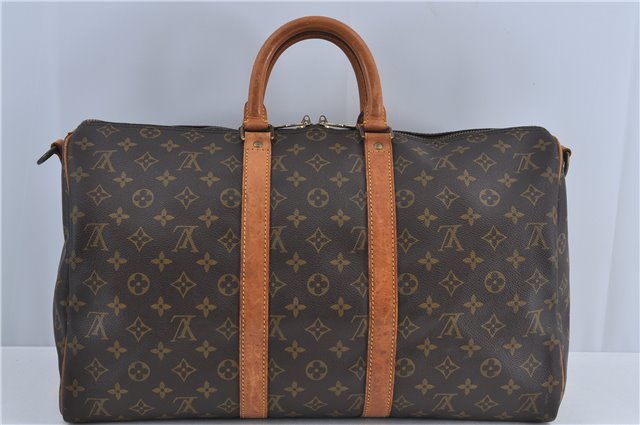 Authentic Louis Vuitton Monogram Keepall Bandouliere 45 M41418 Boston Bag J4293
