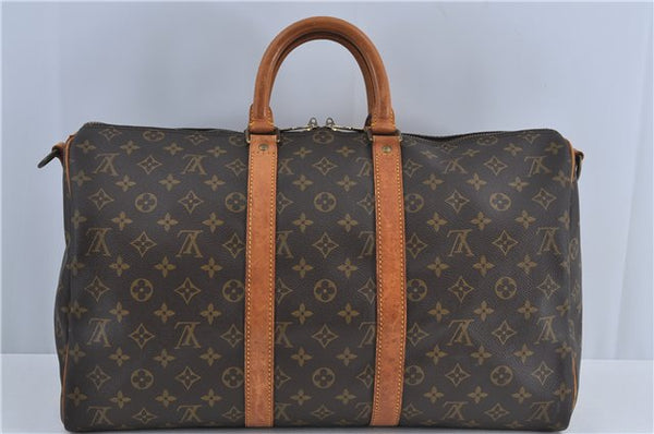 Authentic Louis Vuitton Monogram Keepall Bandouliere 45 M41418 Boston Bag J4293