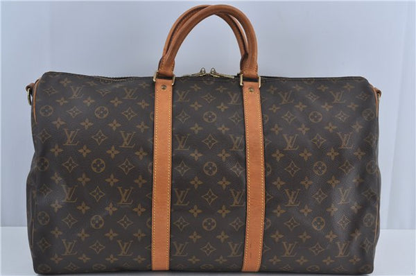 Authentic Louis Vuitton Monogram Keepall Bandouliere 50 M41416 Boston Bag J4294