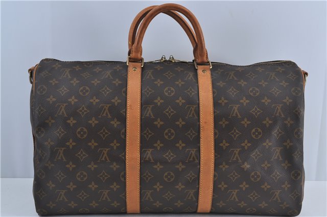 Authentic Louis Vuitton Monogram Keepall Bandouliere 50 M41416 Boston Bag J4294
