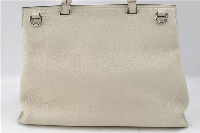 Authentic GUCCI Bamboo 2way Shoulder Hand Bag Purse Leather 392013 White J4297