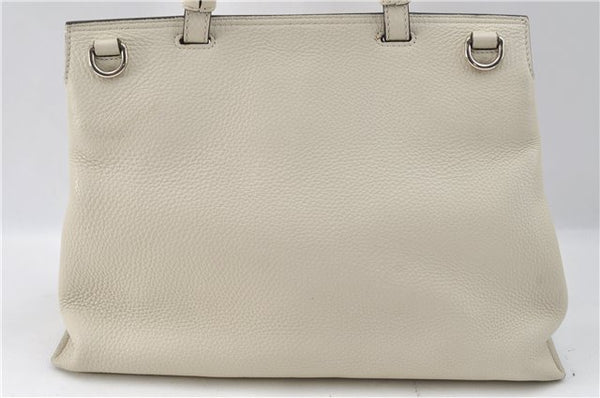 Authentic GUCCI Bamboo 2way Shoulder Hand Bag Purse Leather 392013 White J4297