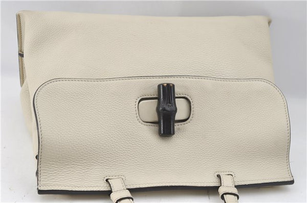 Authentic GUCCI Bamboo 2way Shoulder Hand Bag Purse Leather 392013 White J4297