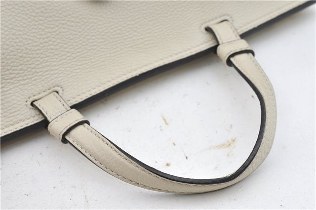 Authentic GUCCI Bamboo 2way Shoulder Hand Bag Purse Leather 392013 White J4297