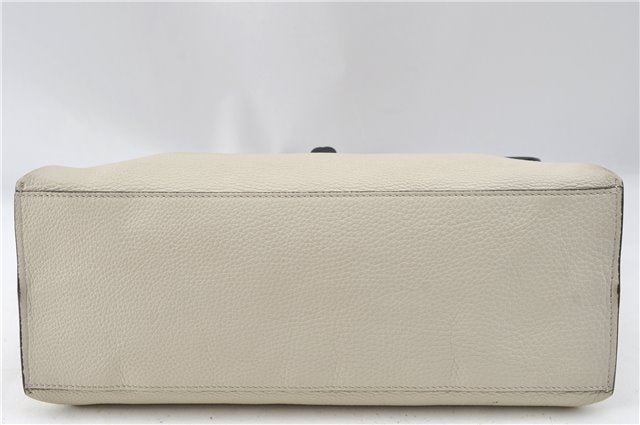 Authentic GUCCI Bamboo 2way Shoulder Hand Bag Purse Leather 392013 White J4297