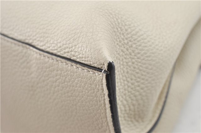 Authentic GUCCI Bamboo 2way Shoulder Hand Bag Purse Leather 392013 White J4297