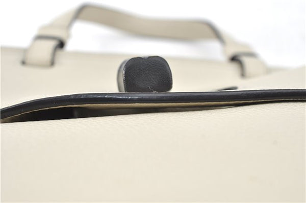 Authentic GUCCI Bamboo 2way Shoulder Hand Bag Purse Leather 392013 White J4297