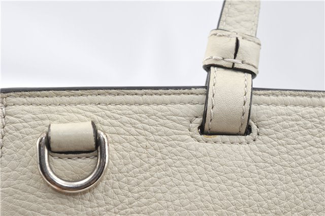 Authentic GUCCI Bamboo 2way Shoulder Hand Bag Purse Leather 392013 White J4297