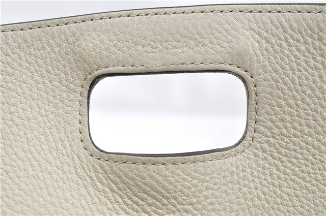 Authentic GUCCI Bamboo 2way Shoulder Hand Bag Purse Leather 392013 White J4297