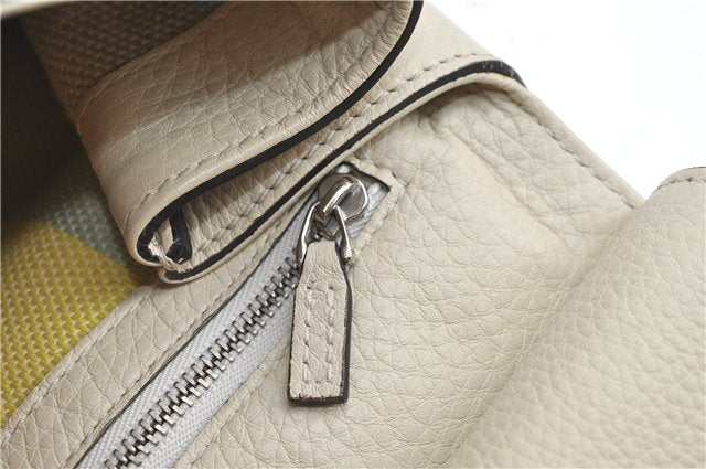 Authentic GUCCI Bamboo 2way Shoulder Hand Bag Purse Leather 392013 White J4297