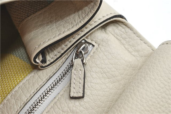 Authentic GUCCI Bamboo 2way Shoulder Hand Bag Purse Leather 392013 White J4297